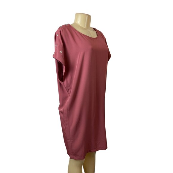 Grey & Grey Pink Sz 8 Women's Loose-fit Knee Length Round Neck Dress - Picture 2 of 6